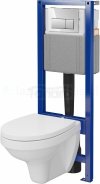 CERSANIT - Set C71 - stelaż podtynkowy SYSTEM 40 MECH + miska zawieszana kołnierzowa DELFI + deska polipropylenowa, antybakteryjna, wolnoopadająca + przycisk spłukujący chrom błyszczący  S701-849