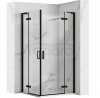 REA - Kabina narożna - drzwi podwójne prysznicowe składane, łamane HUGO DOUBLE 80x100 Black / Czarne 