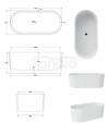 BESCO Wanna wolnostojąca Lova 160x74 + klik-klak chrom czyszczony od góry #WWM-160-LKC