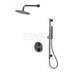 CERSANIT - Set B916 zestaw podtynkowy ZEN by Cersanit czarny gun metal z baterią termostatyczną wannowo-natryskową z boksem  S952-046