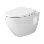 CERSANIT - Set 5905 - miska zawieszana MODUO PLUS OVAL CleanOn z deską SLIM WRAP duroplastowa antybakteryjna wolnoopadająca z funkcją łatwego wypinania  S701-725
