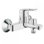 GROHE - BauLoop bateria wannowa ścienna 1-uchwytowa 2-otworowa mosiężna zasięg wylewki 166 mm chrom Longlife głowica ceramiczna 46 mm, StarLight chrom  23341000