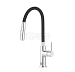 FERRO Bateria kuchenna bezdotykowa, wylewka elastyczna, aerator 2F, chrom/czarna DISTANZA BDZ4B