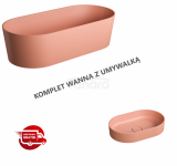 OMNIRES Komplet wanna wolnostojąca 160 x 75 cm z umywalką 55x36cm OVO M+ coral 