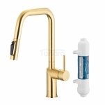 ARMATURA KRAKÓW KFA DUERO PURE STYLE BRUSHED LIGHT GOLD bateria kuchenna z filtracją wody oraz wyciąganą wylewką  6623-312-39
