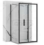 REA - Kabina Prysznicowa Przyścienna RAPID FOLD Black - Czarna /drzwi 90 + ścianka 90 x2 + ramię x2