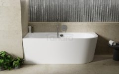 BESCO Wanna wolnostojąca przyścienna Avita A-line 150 L + syfon z napełnieniem czarny #WAA-150ALCN