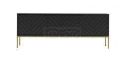 MEGSTYL Szafka RTV 150cm złoty stelaż - czarny mat ASPEN 01 