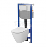 CERSANIT - Set C14 - stelaż podtynkowy AQUA 50 MECH QF + miska zawieszana CITY by Cersanit OVAL CleanOn + deska SLIM antybakteryjna, wolnoopadająca, z funkcją łatwego wypinania  S701-794