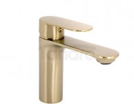 REA - Bateria umywalkowa DROP Złota Szczotkowana Niska