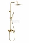 ARMATURA KRAKÓW KFA Zestaw natryskowo wannowy deszczownia z baterią natryskową i składaną wylewką wannową LOGON BRUSHED LIGHT GOLD 5136-925-39