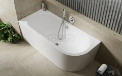 BESCO Wanna wolnostojąca przyścienna Avita A-line 160 P + syfon z napełnieniem złoty #WAA-160APZN