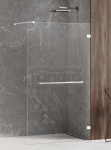 NEW TRENDY Kabina prysznicowa AVEXA WHITE walk-in 130x200 szkło czyste 8mm Active Shield 2.0 WIESZAK EXK-2956