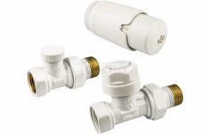 KFA ARMATURA KRAKÓW Zestaw termostatyczny grzejnikowy, prosty, KOMFORT PRO, BIAŁY 757-030-44-BL