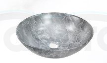 INVENA - Umywalka nablatowa TINOS 39,5cm okrągła efekt marmuru/kamienia szara mat  CE-43-707-C