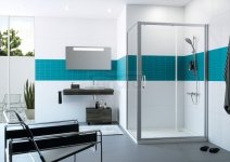 VITALLE BY HUPPE - GARDA drzwi suwane 1200 x 1900 mm srebrne połysk szkło hartowane przezroczysta Anti-Plaque  CU0402069322