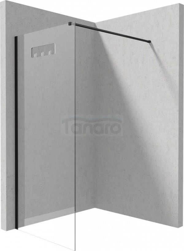 DEANTE - Kabina walk-in MOKKO z powłoką 90x200 szkło transparentne hartowane 8mm profile nero/czarny  KQM N39P