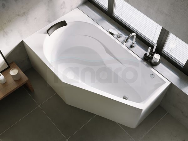 RIHO - Wanna akrylowa wolnostojąca asymetryczna YUKON 160x90x62 Plug &amp; Play PRAWA  B008012005