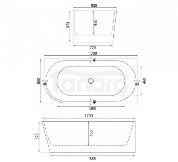 REA - Wanna Akrylowa Narożna WENUS PRAWA 170