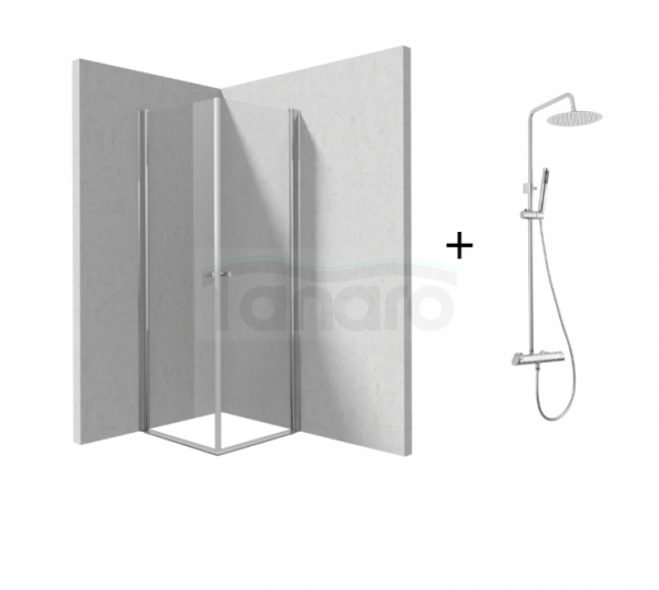 DEANTE Zestaw kabina drzwi wahadłowe KERRIA PLUS 70x70 + zestaw prysznicowy ARNIKA NAC_01QK