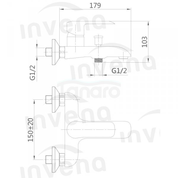 INVENA - Bateria wannowa SIROS  BW-90-001