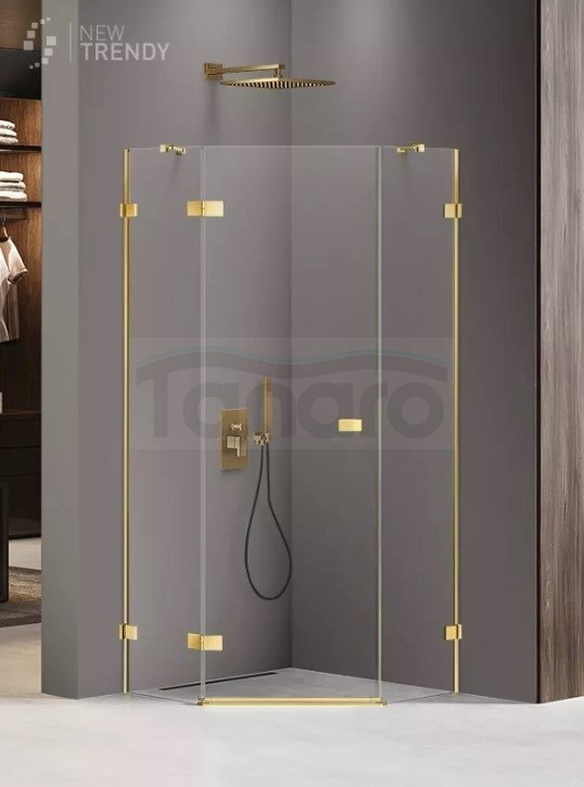 NEW TRENDY Kabina prysznicowa pięciokątna AVEXA GOLD SHINE 80x80x200 EXK-3840/EXK-3841