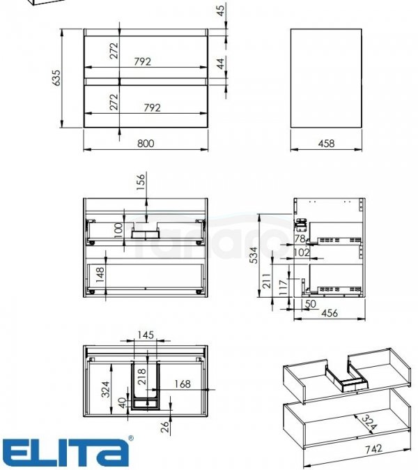 ELITA SZAFKA SPLIT 80 2S FUME MATT PDW 169002