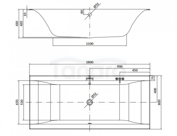 CERSANIT - Wanna prostokątna LARGA Slim 180 x 80 cm S301-306