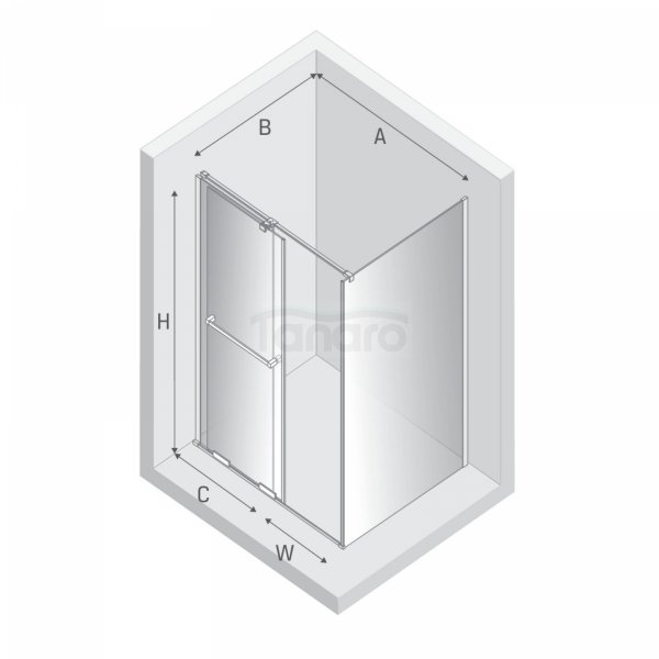 NEW TRENDY Kabina prysznicowa SMART GOLD BRUSHED 1D prostokątna U 100x80x200 szkło czyste 8mm Active Shield 2.0 - UCHWYT RELING EXK-7560