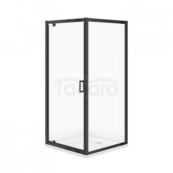 CERSANIT - SET C702: Kabina kwadratowa ARTECO 90x90x190 czarna szkło transparentne + brodzik TAKO biały 4 cm  S913-020