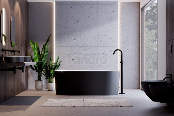 BESCO Wanna wolnostojąca Lova Matt B&amp;W 160 + klik-klak chrom czyszczony od góry #WMM-160LBKC