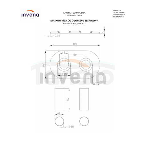 INVENA - Zestaw maskujący podwójny do podłączeń grzejnikowych zespolonych GRAFIT  UA-12-G15