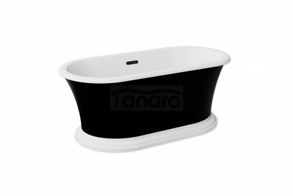BESCO Wanna wolnostojąca Ziva B&amp;W 160x75 + klik-klak z przelewem szczelinowym chrom #WWA-160ZBSC