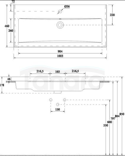 ECE - Umywalka ceramiczna ścienna / meblowa / nablatowa ARDIMENTI 100cm 10SK54100EC