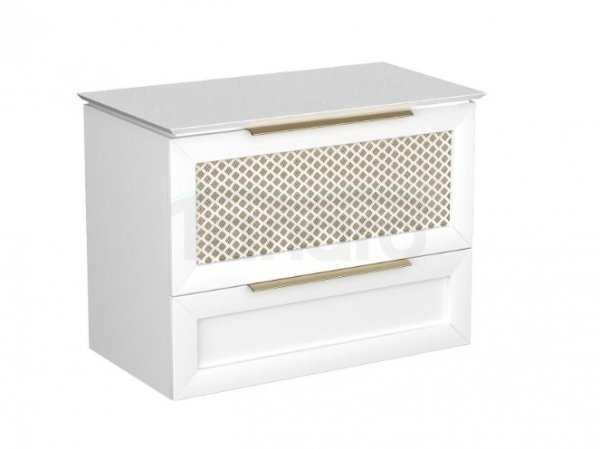 KROFAM - Szafka pod umywalkę CHIC 100cm,  2 szuflady, biały satyna/złoto  CH2 9970-0/43Z-W