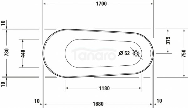 DURAVIT  Wanna akrylowa wolnostojąca owalna DuraFaro 1700 750 x 690 mm biały | 700567000000000