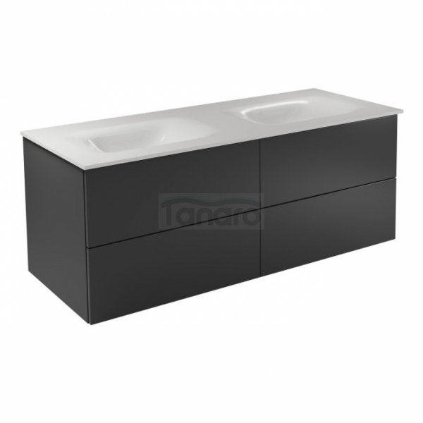 BESCO Szafka Akya Classic Gun Metal Połysk 131 z umywalką biały połysk + klik-klak chrom #KAC-131-PGC