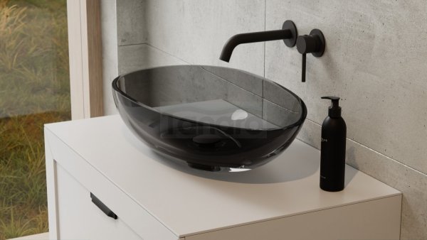 BESCO Umywalka nablatowa Neya Carbon Grey + syfon chrom #UMN-60-CGC