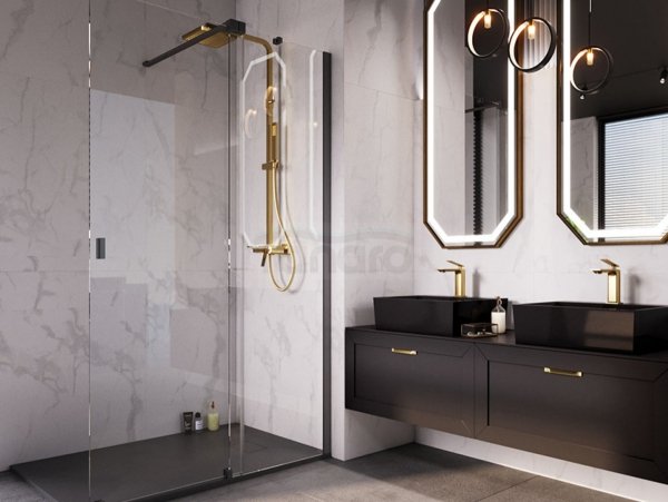 BESCO Kabina ścianka ruchoma Vayo Black 140x200 VYB-140-200C