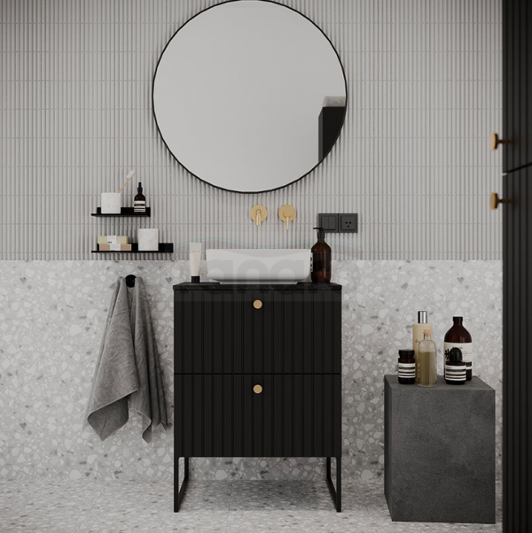 DEFTRANS szafka pod umywalkę z dwiema szufladami 60x60 Fuego D60 CZARNY MAT 001-D-06023