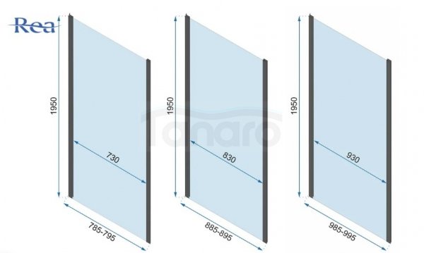 REA - Kabina Prysznicowa Przyścienna RAPID FOLD GOLD/ZŁOTA składane drzwi 80 + ścianka 90 x2 + ramię x2