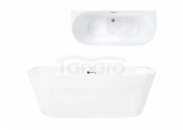 CORSAN Wanna przyścienna MONO Slim 160 cm Korek klik klak Chrom E029LSCH 