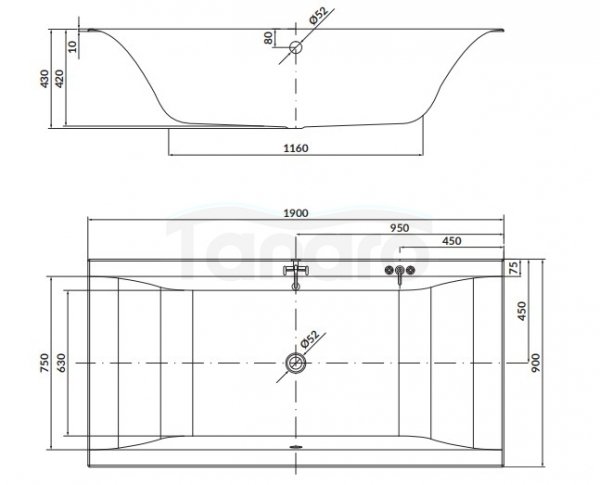 CERSANIT - Wanna prostokątna LARGA Slim 190 x 90 cm S301-307