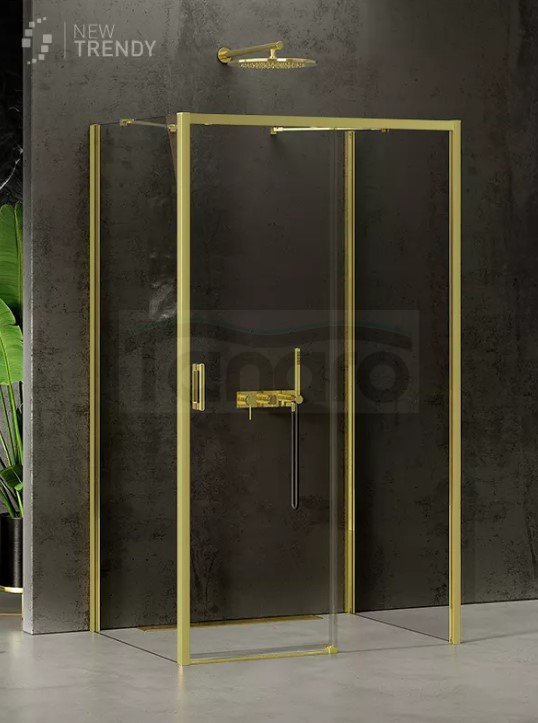 NEW TRENDY Kabina prysznicowa przyścienna PRIME LIGHT GOLD 120x70x200 K-1108/K-1136