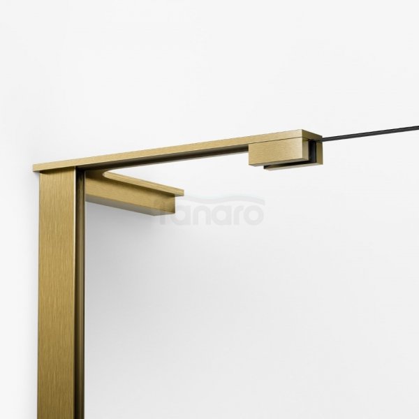 NEW TRENDY Kabina prysznicowa NESTA GOLD BRUSHED WALK-IN U 70x200 szkło czyste 8mm Active Shield 2.0 - WSPORNIK KĄTOWY K-1738-WL