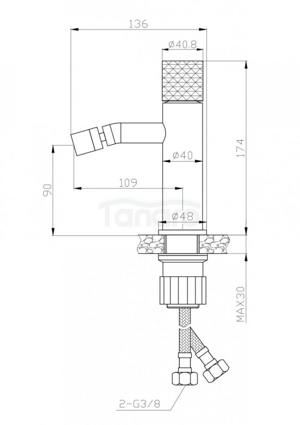 SEA HORSE - Bateria bidetowa stojąca OVE BLACK czarna  BJV308B