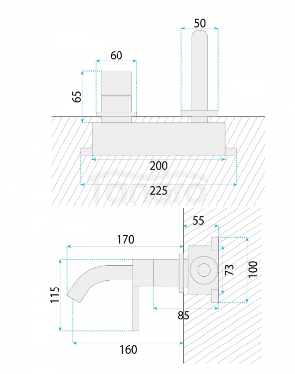 REA Bateria Umywalkowa Podtynkowa Rea Foster Złota Szczotkowana
