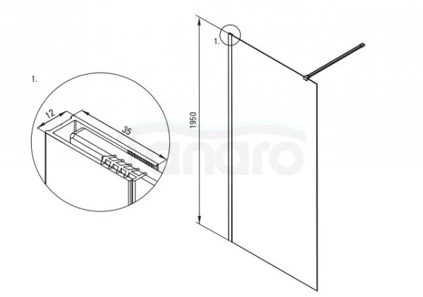 DEANTE - Ścianka prysznicowa PRIZMA walk-in 100 cm chrom  KTJ_030P