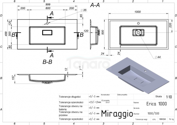 MIRAGGIO UMYWALKA ERICA 1000 (MATOWA) 8813495