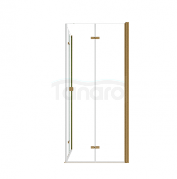 BESCO Kabina kwadratowa składana 90x90x195 Exo-H 90 Brushed Gold KEHZS-90-195